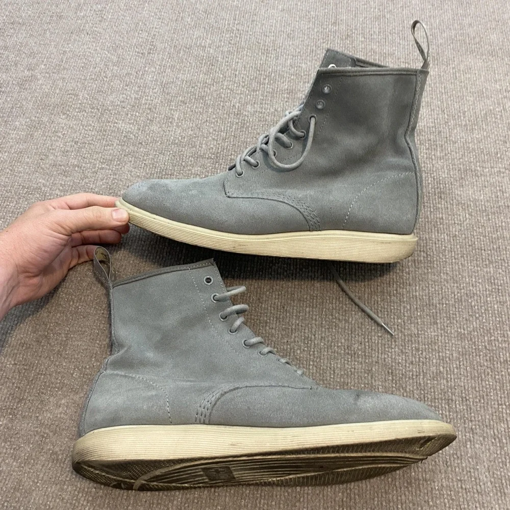 Dr. Martens Whiton Boots Mens Size 11 Gray Suede Ankle‎ Combat Lace Up Casual